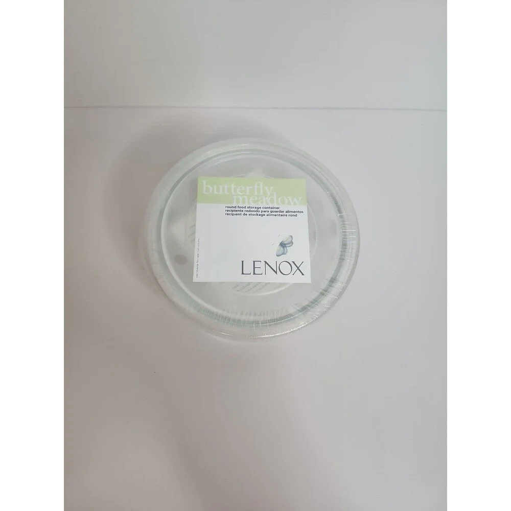 Lenox Butterfly Meadow Round Food Storage Container 13.5 oz Glass W/ Lid Sealed